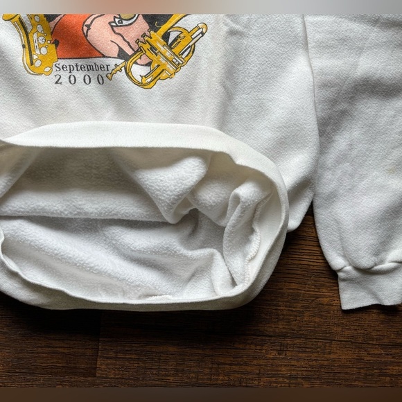 Men's Vintage Tultex Sweatshirt White San Diego Jazz Fest XL PILLING Crew Y2K - Picture 9 of 15